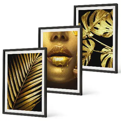 Three-piece monstera palm and woman's mouth wall art three-piece wall art piece