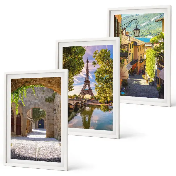 Streets of Eiffel architecture wall art set of 3 framed pieces