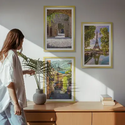 Streets of Eiffel architecture wall art set of 3 framed pieces