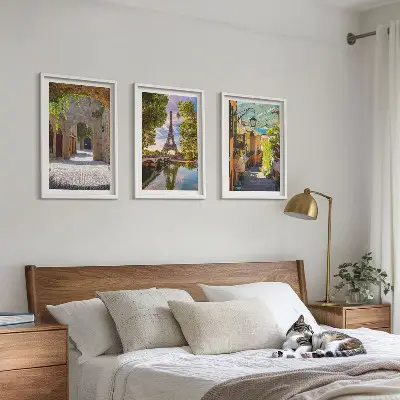 Streets of Eiffel architecture wall art set of 3 framed pieces