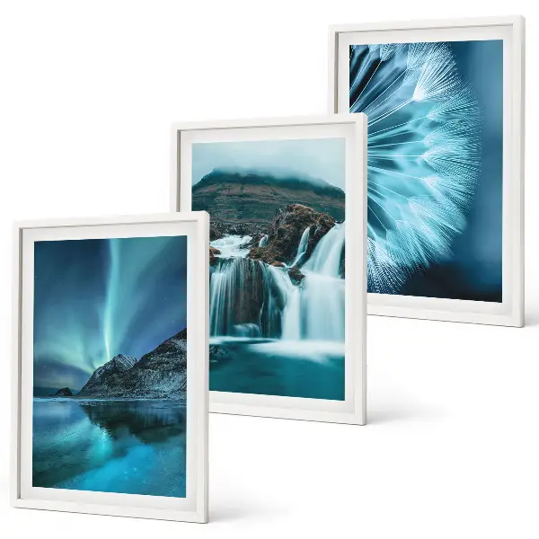 Winter landscape wall art set with waterfalls