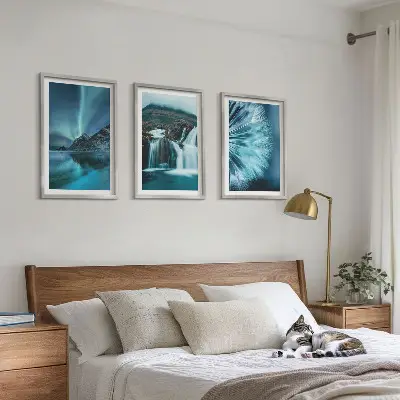 Winter landscape wall art set with waterfalls
