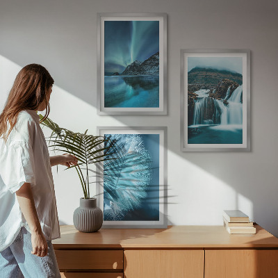 Wall art set Winter landscapes with waterfalls