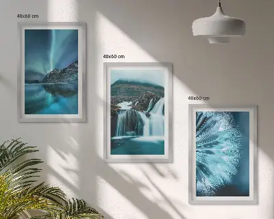 Winter landscape wall art set with waterfalls