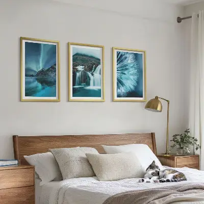 Winter landscape wall art set with waterfalls