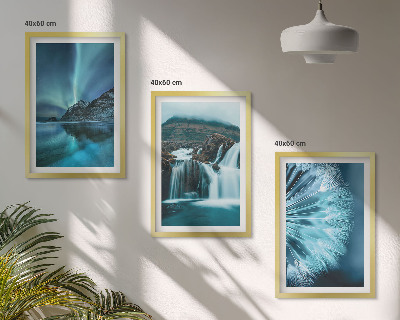 Wall art set Winter landscapes with waterfalls