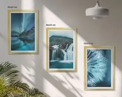 Winter landscape wall art set with waterfalls