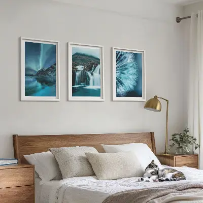 Wall art set Winter landscapes with waterfalls