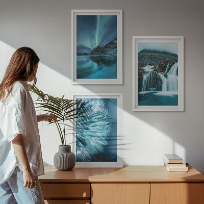 Wall art set Winter landscapes with waterfalls