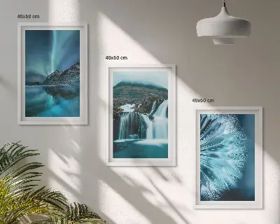 Winter landscape wall art set with waterfalls