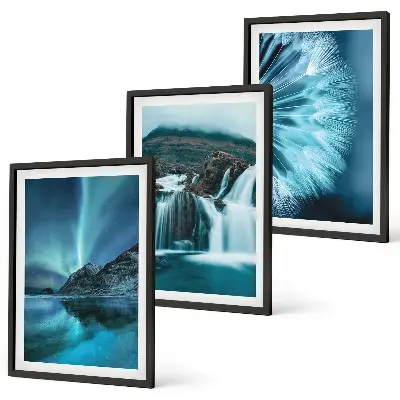 Winter landscape wall art set with waterfalls