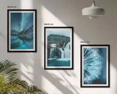 Winter landscape wall art set with waterfalls