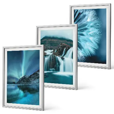 Winter landscape wall art set with waterfalls