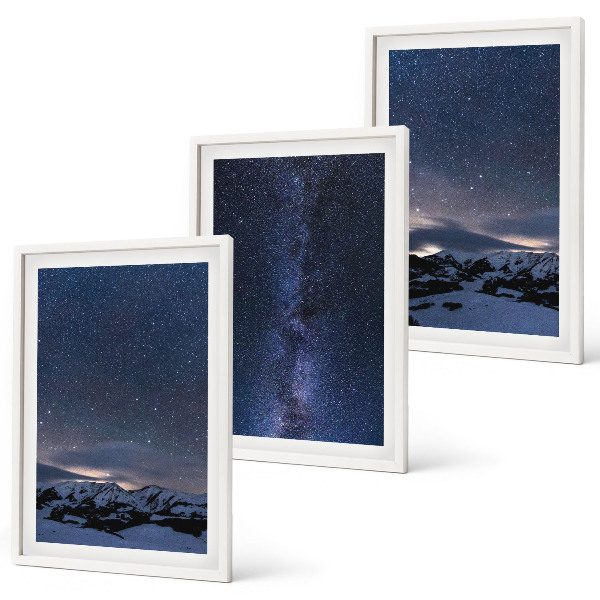 Wall art set Night sky mountains stars