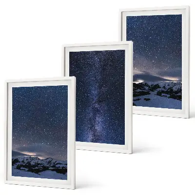 Wall art set night sky mountains and stars