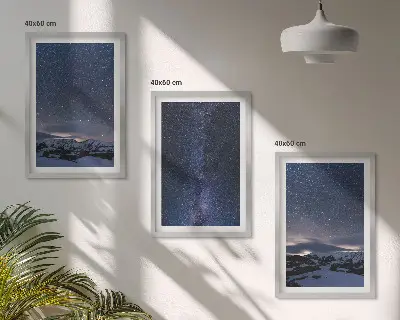 Wall art set night sky mountains and stars