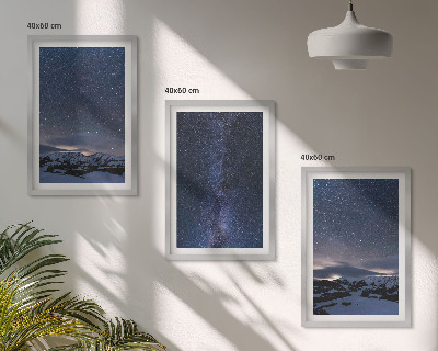 Wall art set Night sky mountains stars