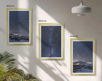 Wall art set night sky mountains and stars
