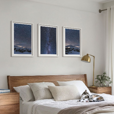 Wall art set Night sky mountains stars