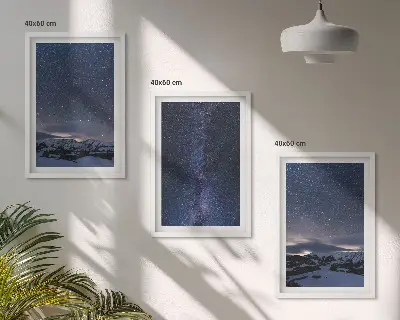 Wall art set night sky mountains and stars