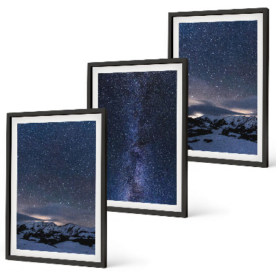 Wall art set Night sky mountains stars