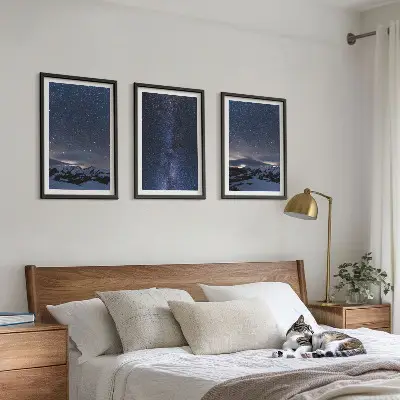 Wall art set night sky mountains and stars
