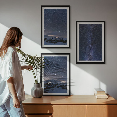 Wall art set Night sky mountains stars