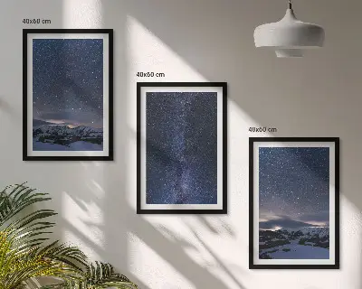 Wall art set night sky mountains and stars