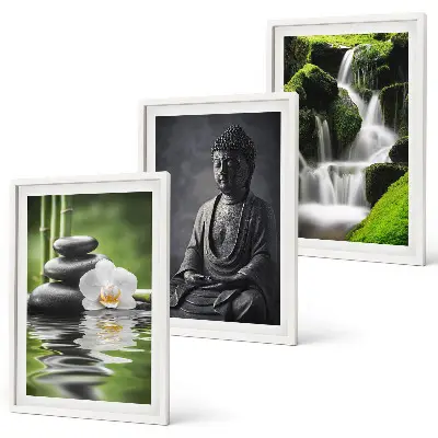 Three-piece zen water wall art set relaxing painting prints