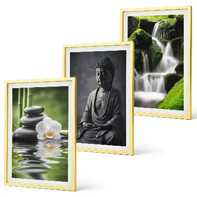 Three-piece zen water wall art set relaxing painting prints