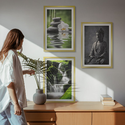 Three-piece wall art piece Relaxing ZEN water paintings