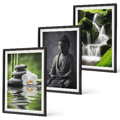 Three-piece wall art piece Relaxing ZEN water paintings