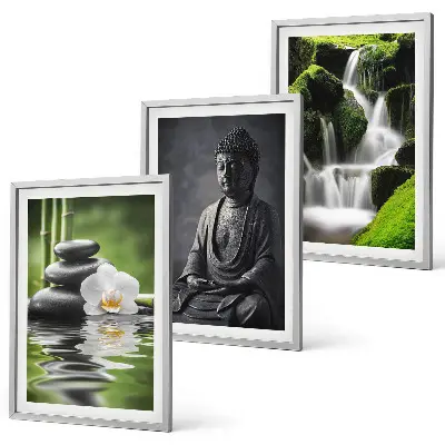 Three-piece zen water wall art set relaxing painting prints