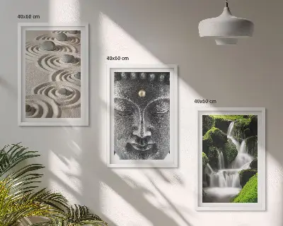 The Peace of the Stones of the Buda Zen Waterfall wall art set of 3 framed pieces