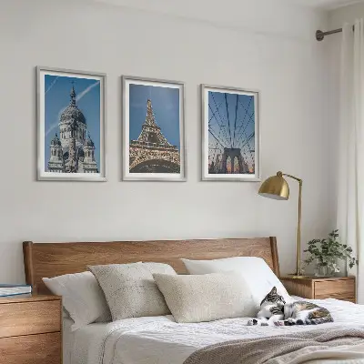 Wall art set featuring views of buildings from cities around the world