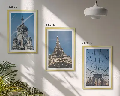 Wall art set featuring views of buildings from cities around the world
