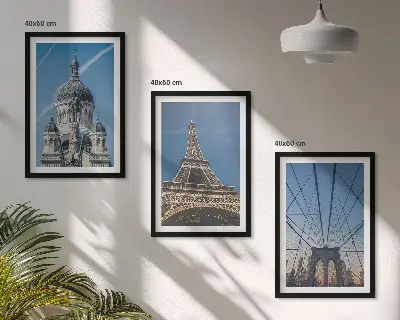 Wall art set featuring views of buildings from cities around the world