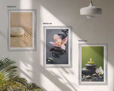 Three-piece wall art piece Relaxing zen stone motifs