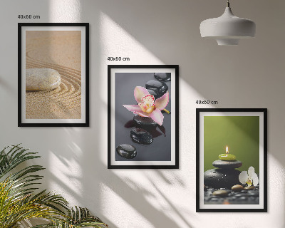 Three-piece wall art piece Relaxing zen stone motifs