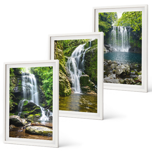 Wall art set Waterfalls green surroundings