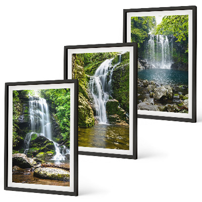 Wall art set Waterfalls green surroundings