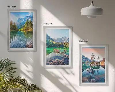 Mountain lakes nature landscape wall art set 