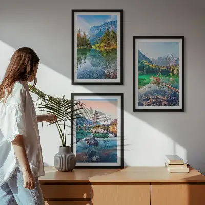 Mountain lakes nature landscape wall art set 