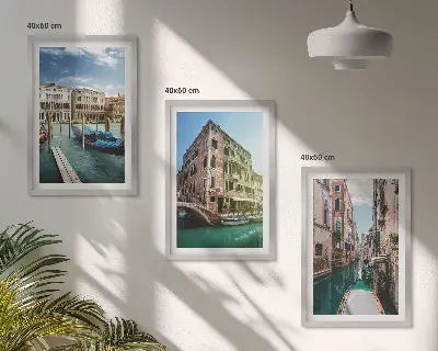 Three-piece wall art piece Venice canals architecture