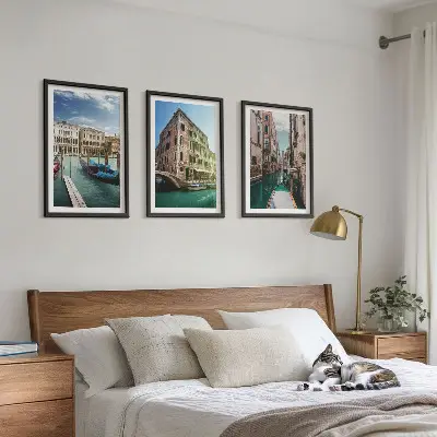 Three-piece wall art piece Venice canals architecture