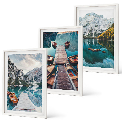 Three-piece wall art piece Lake, bridges, mountains