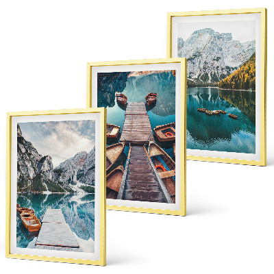 Three-piece wall art piece Lake, bridges, mountains