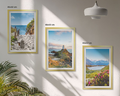 Wall art set Beach, lighthouse, mountains, flowers