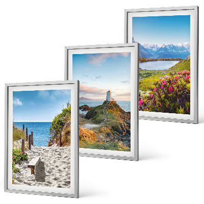 Wall art set Beach, lighthouse, mountains, flowers