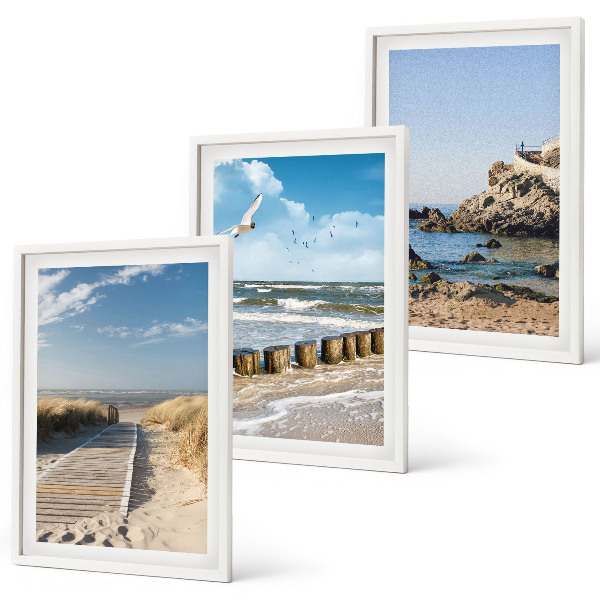 Three-piece wall art piece Beach wooden path cliffs